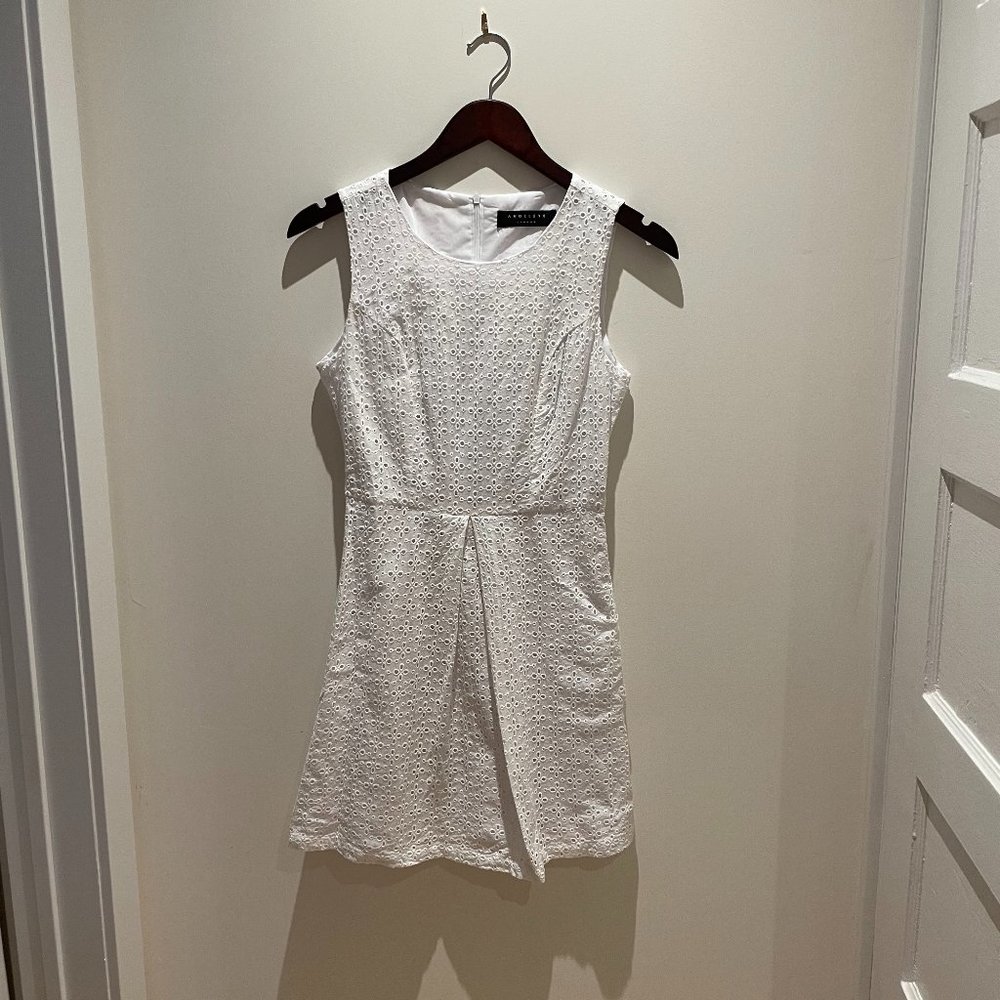 White Eyelet Lace Summer Dress XS